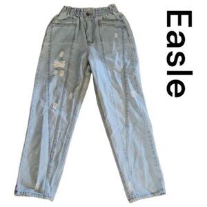 Easle Los Angeles Small Distressed Retro High Rise Jeans